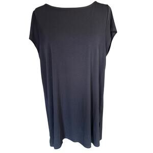 Eileen Fisher Dress S/S Black Viscose Stretch Lagenlook Gothic XL Witchy Goth